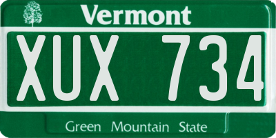 VT license plate XUX734
