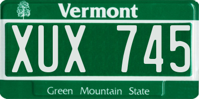 VT license plate XUX745