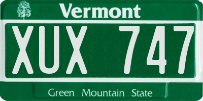VT license plate XUX747