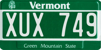 VT license plate XUX749