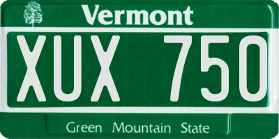 VT license plate XUX750