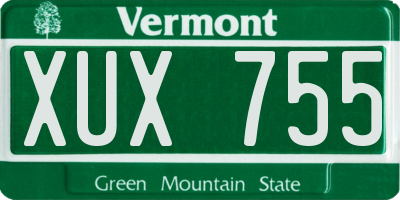 VT license plate XUX755