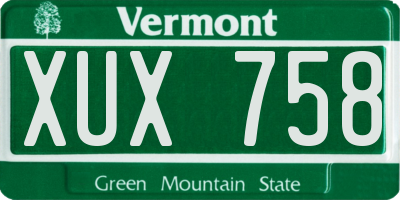 VT license plate XUX758