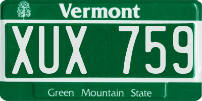 VT license plate XUX759