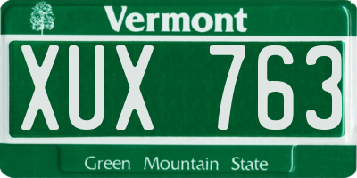 VT license plate XUX763