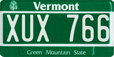 VT license plate XUX766