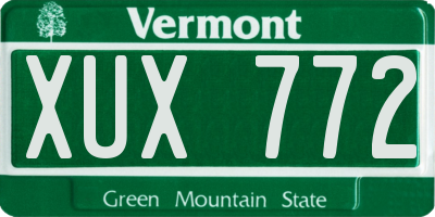 VT license plate XUX772