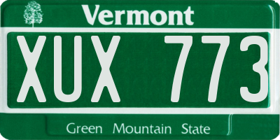 VT license plate XUX773