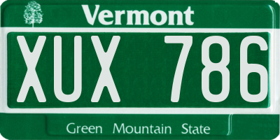 VT license plate XUX786