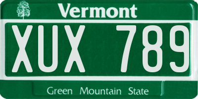 VT license plate XUX789