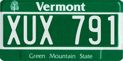 VT license plate XUX791