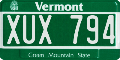 VT license plate XUX794
