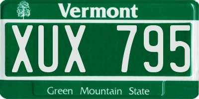 VT license plate XUX795