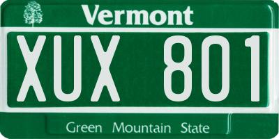 VT license plate XUX801