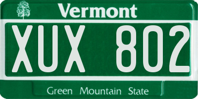 VT license plate XUX802