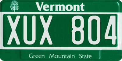 VT license plate XUX804
