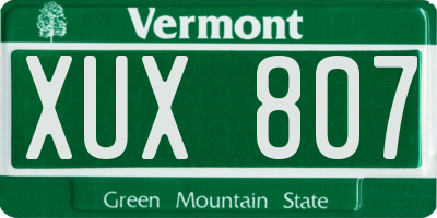 VT license plate XUX807
