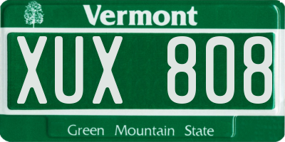 VT license plate XUX808