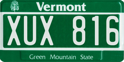 VT license plate XUX816