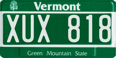 VT license plate XUX818