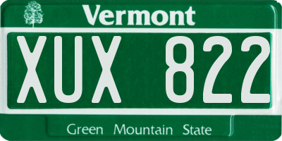 VT license plate XUX822