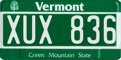 VT license plate XUX836