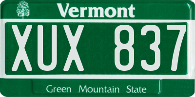 VT license plate XUX837
