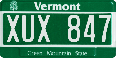 VT license plate XUX847