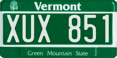 VT license plate XUX851