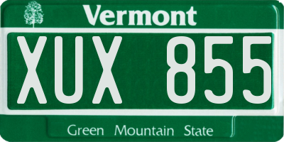VT license plate XUX855