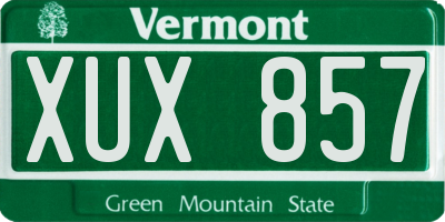 VT license plate XUX857