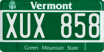 VT license plate XUX858