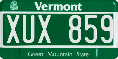 VT license plate XUX859