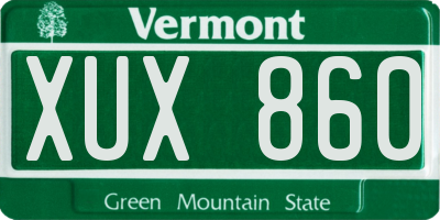 VT license plate XUX860