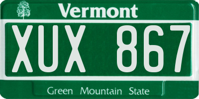 VT license plate XUX867