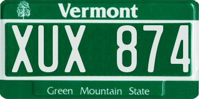 VT license plate XUX874