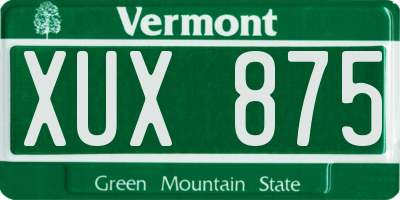 VT license plate XUX875