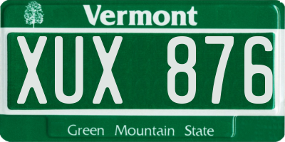 VT license plate XUX876