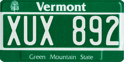 VT license plate XUX892