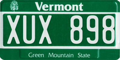 VT license plate XUX898