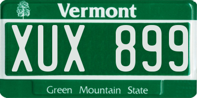 VT license plate XUX899
