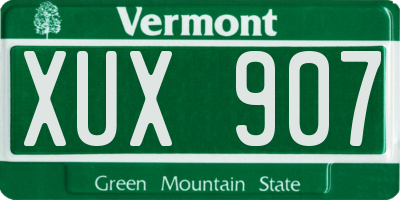 VT license plate XUX907