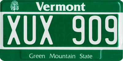 VT license plate XUX909