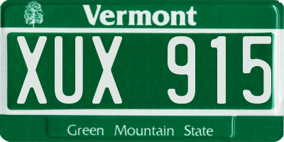 VT license plate XUX915