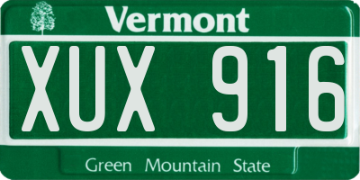 VT license plate XUX916