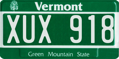 VT license plate XUX918