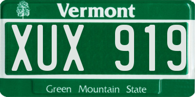 VT license plate XUX919