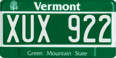 VT license plate XUX922