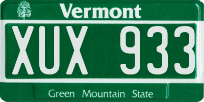 VT license plate XUX933