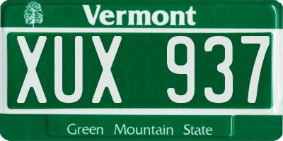 VT license plate XUX937
